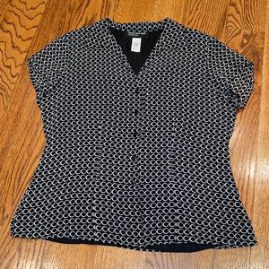Jones New York black white blouse
